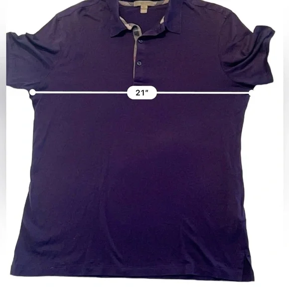 Burberry Brit Nova Check Placket Cotton Dark Purple Men’s Polo Shirt Size L​​​​